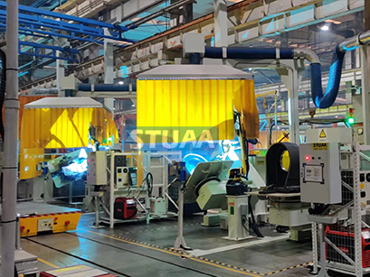 挖掘機馬達頭、導(dǎo)向座機器人焊接系統(tǒng)